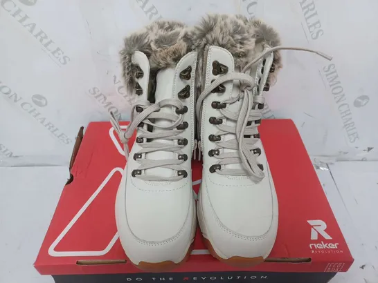 BOXED RIEKER REVOLUTION HIKER BOOTS, OFF WHITE - SIZE 39