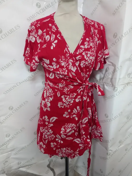 SUPERDRY VINTAGE MINI WRAP DRESS IN FLORAL RED SIZE 12