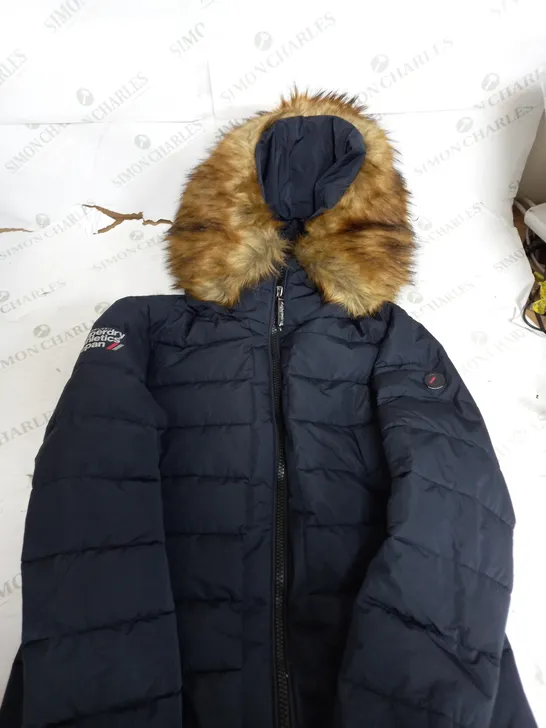 SUPERDRY ATHLTICS JAPAN NAVY PUFFER JACKET - UK 12 