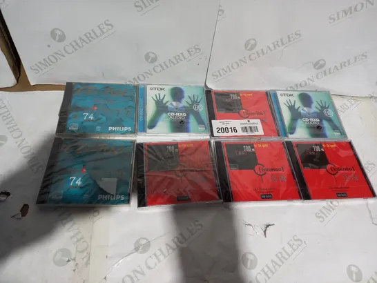 LOT OF APPROXIMATELY 8 ASSORTED CDS TO INCLUDE 2X TDK CD-RXG AUDIO CDS, 2X PHILIPS CD-RW CDS AND 4X INTENSO CD-RW CDS 