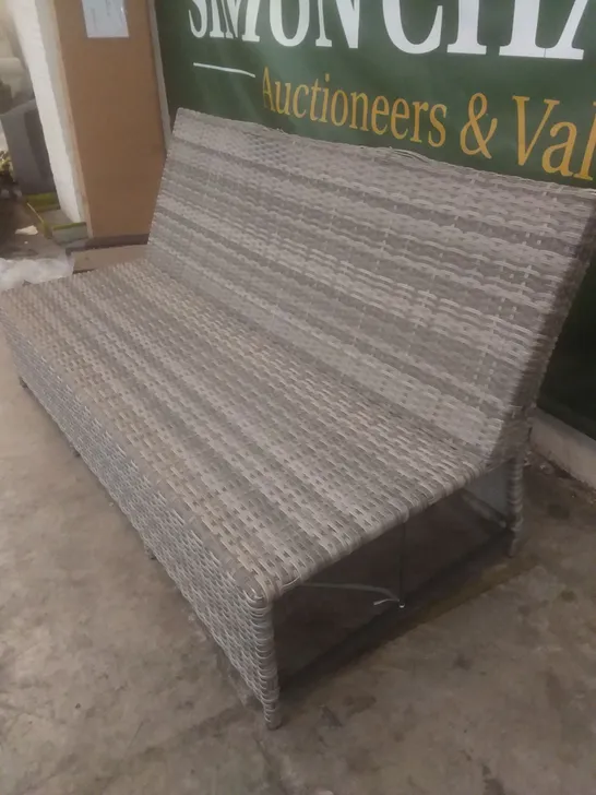 RATTAN EFFECT 3 SEATER GARDEN SOFA GREY