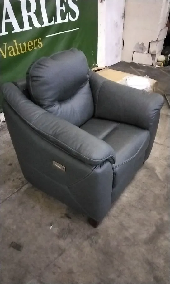 QUALITY BRITISH DESIGNED & MANUFACTURED G PLAN JACKSON POWER RECLINER ARMCHAIR CAMBRIDGE PETROL BLUE LEATHER