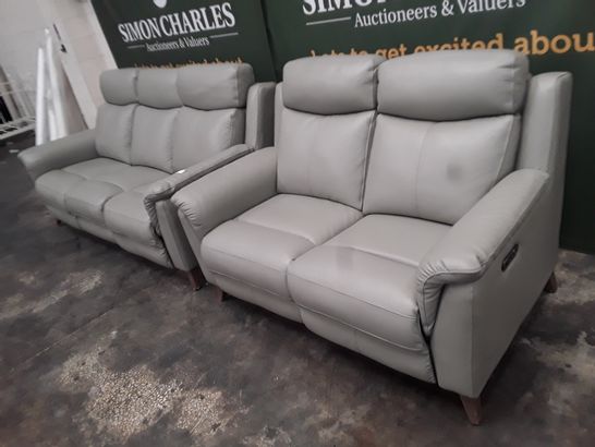 QUALITY SIENNA NEW GREY FAUX LEATHER THREE AND TWO SEATER POWER RECLINING SOFAS