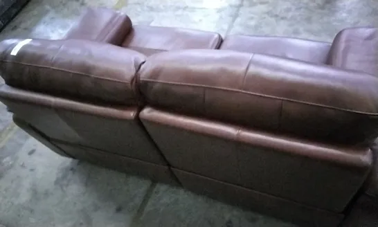 QUALITY ITALIAN DESIGNER GRADO TAN LEATHER POWER RECLINER LOVESEAT 