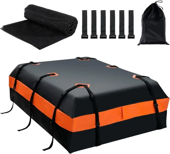 BOXED COSTWAY 595 L ROOFTOP CARGO CARRIER, WATERPROOF CAR ROOF BAG FOR ALL VEHICLES