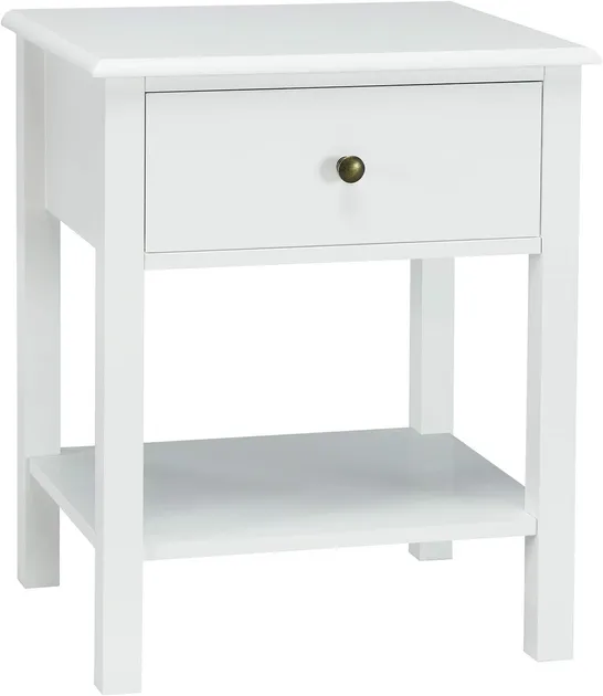 BOXED COSTWAY END TABLE NIGHTSTAND DRAWER SHELF - WHITE