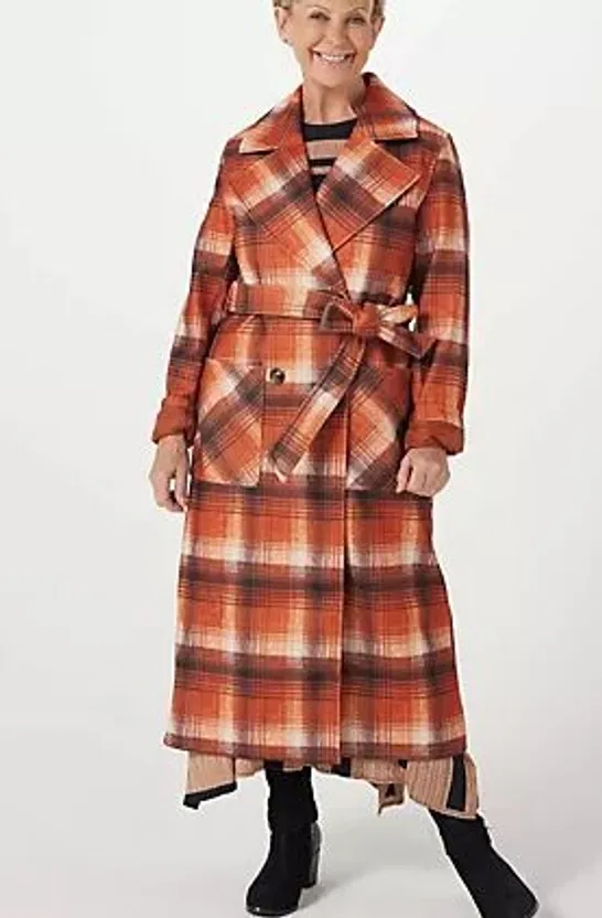 NVLT CHECK TRENCH COAT SUNSET ORANGE EXTRA SMALL