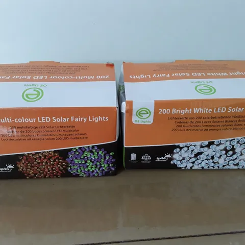 LOT OF 2 SETS OF 200 MULTI LED SOLAR FAIRY LIGHTS