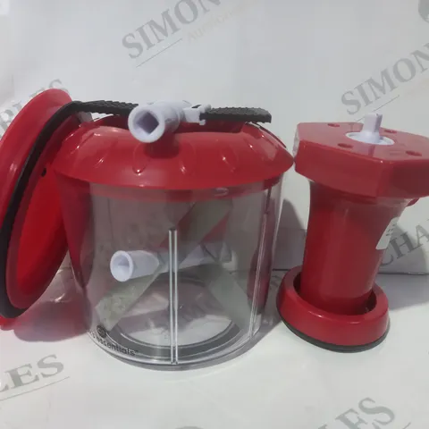 BOXED COOKS ESSENTIALS 5 BLADE PRESS CHOPPER WITH STORAGE LID - RED