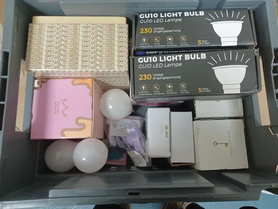 BOX OF ASSORTED CANDLES AND LIGHT BULBS 