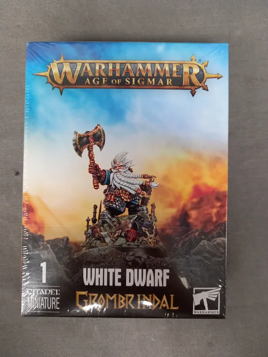 BOXED WARHAMMER AGE OF SIGMAR WHITE DWARF GROMBRINDAL MINIATURE