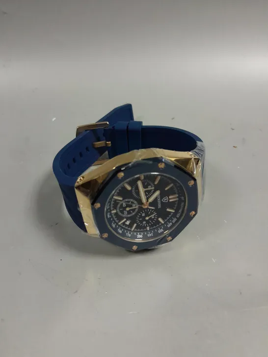 RUCKSTUHL BASEL MEN'S CHRONOGRAPH WATCH R500 WITH BLUE RUBBER STRAP