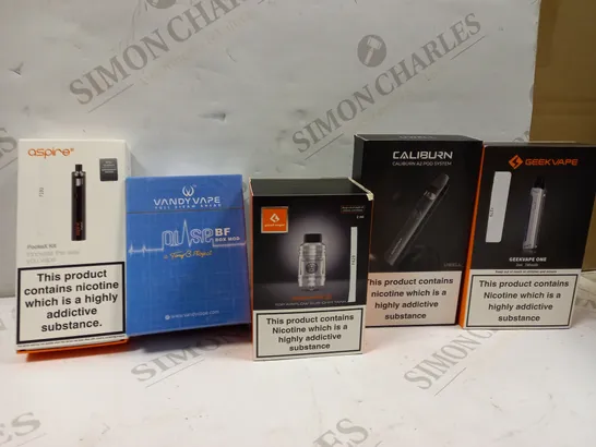 BOX OF ASSORTED ELECTRONIC CIGARETTES TO INCLUDE ASPIRE ETC