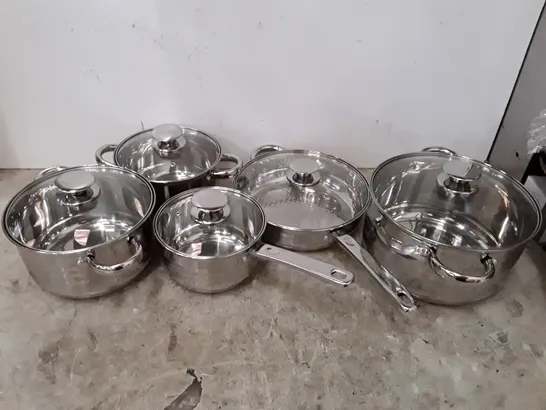 BLAUMANN SET OF 5 POTS & PANS WITH GLASS LIDS