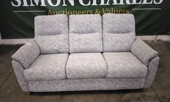 QUALITY BRITISH DESIGNED & MANUFACTURED G PLAN SPENCER 3 SEATER SOFA REMCO LIGHT GREY FABRIC