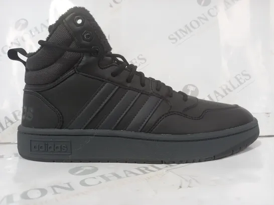 BOXED PAIR OF ADIDAS HOOPS 3.0 MID SHOES IN BLACK UK SIZE 7