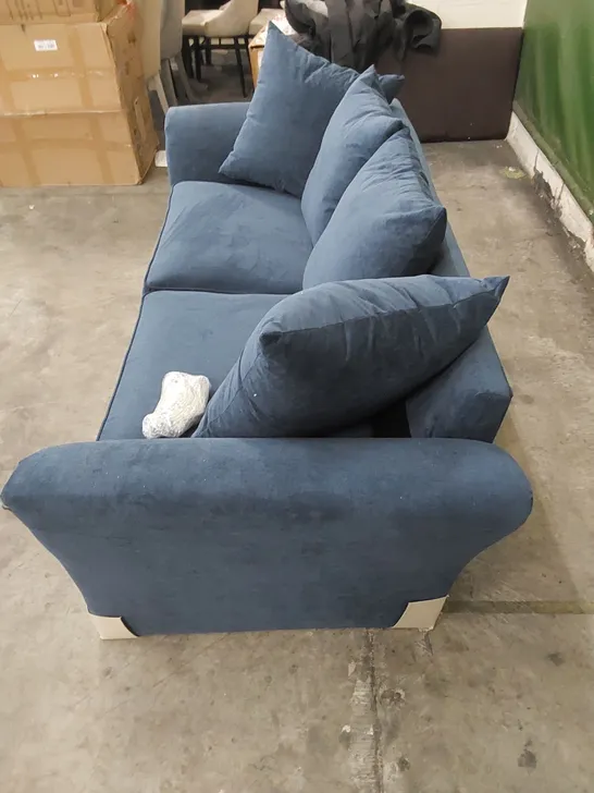 DESIGNER FABRIC UPHOLSTERED 3 SEATER SOFA - BLUE