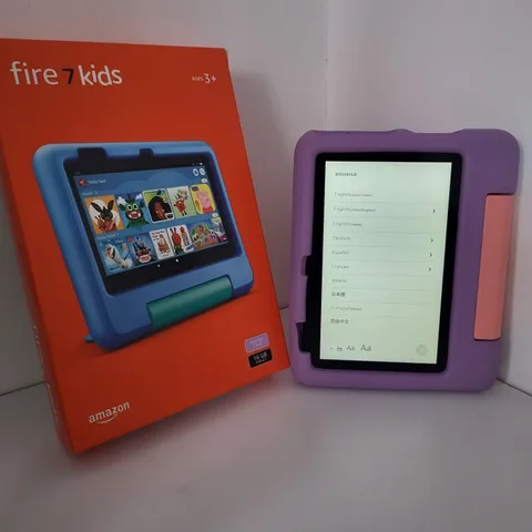 BOXED AMAZON FIRE 7 KIDS 16GB ANDROID TABLET WITH CHILD PROOF CASE - PURPLE CASE