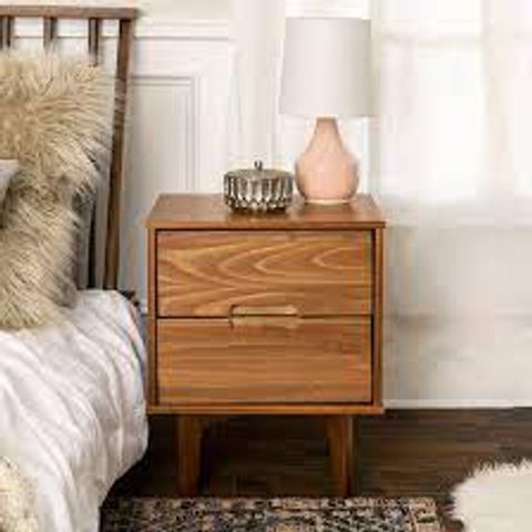BOXED MID-CENTURY MODERN 2 DRAWER NIGHT STAND END TABLE