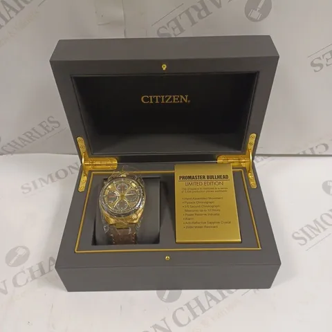 BOXED CITIZEN LIMITED EDITION PROMASTER BULLHEAD RACING CHRONOGRAPH MENS WATCH 