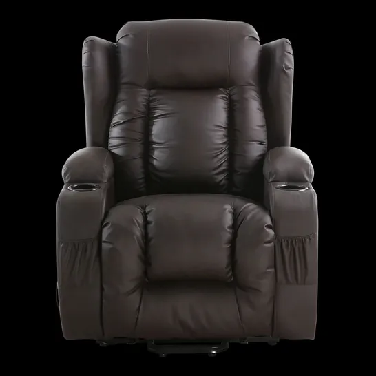 BOXED CAESAR BROWN FAUX LEATHER ELECTRIC RECLINER CHAIR (2 BOXES)