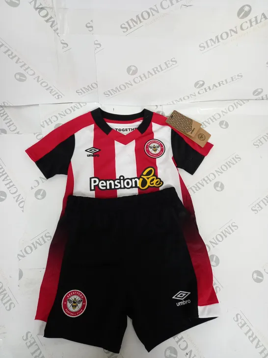 BRENTFORD FC HOME SHIRT AND SHORTS SIZE 2-3 YEARS