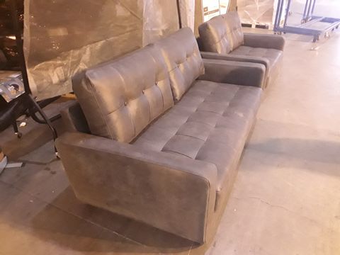 DESIGNER STONE FAUX LEATHER THREE AND TWO SEATER SOFAS 