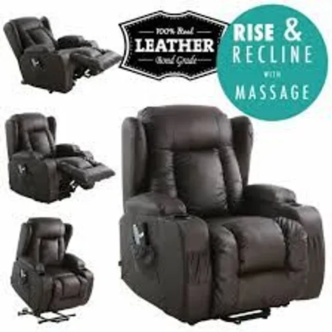 BOXED CAESAR BROWN FAUX LEATHER MANUAL RECLINING EASY CHAIR  (2 BOXES)