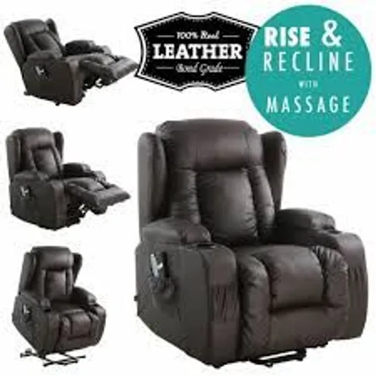 BOXED CAESAR BROWN FAUX LEATHER MANUAL RECLINING EASY CHAIR  (2 BOXES) RRP £399.9