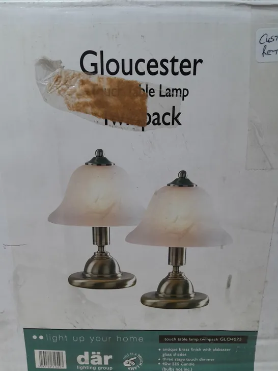 BOXED DAR LIGHTING GLOUCESTER TOUCH TABLE LAMP TWIN PACK 