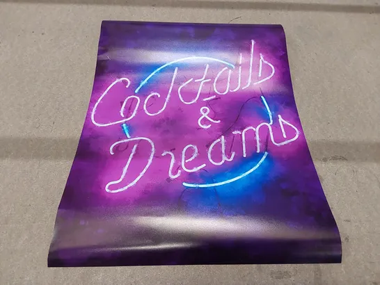 BOXED 'COCKTAILS & DREAMS' SIGN WITHOUT FRAME (1 ITEM)