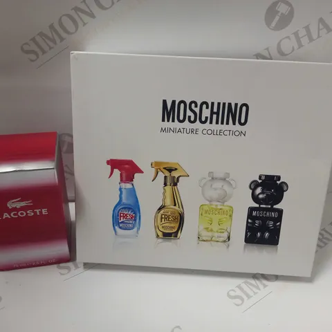 MOSCHINO MINITURE COLLECTION AND LACOSTE RED POUR HOMME EAU DE TOILETTE (75ML)