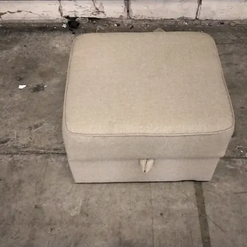 QUALITY DESIGNER BEIGE FABRIC STORAGE FOOTSTOOL