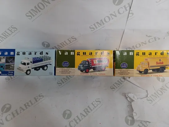 BOX OF 3 SEALED VAN GUARDS TRUCKS TO INCLUDE - CO OP THAMES TRADER - CLASSIC COMMERCIAL VEHICLES BEDFORDS FUEL TANKER -  CLASSIC COMMERCIAL VEHICLES BEDFORDS TYPE VAN 