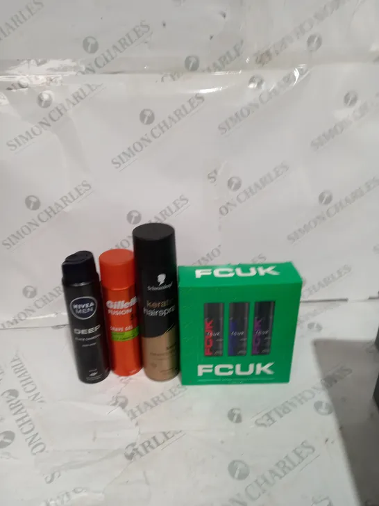 APPROXIMATELY 10 ASSORTED AEROSOL ITEMS TO INCLUDE FCUK, GILLETTE, NIVEA ETC - COLLECTION ONLY 