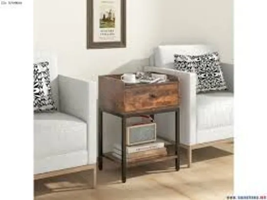 BOXED COSTWAY INDUSTRIAL BEDSIDE TABLE WITH CHARGING STATION