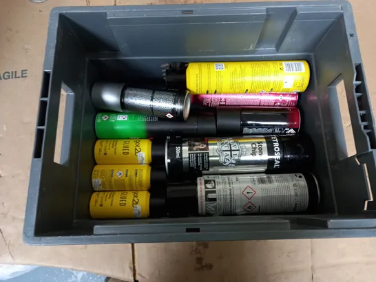 APPROXIMATELY 10 ASSORTED AEROSOLS TO INCLUDE GOT2B GLUED, SILVER WHEEL SPRAY PAINT, AND LOREAL COOL POWER ETC.