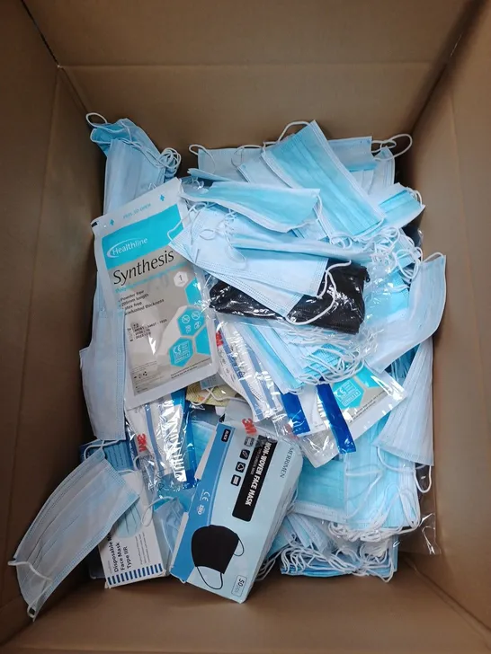 LOT TO CONTAIN LARGE BOX FILLED TO THE BRIM WITH A LARGE QUANTITY OF PPE PROTECTION FACEMASKS 