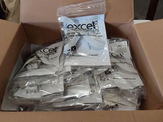 BOX OF APPROXIMATELY 100x BAGGED EXCEL CAT5e SCREENED TOOLLESS JACKS