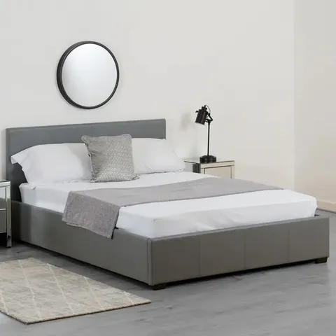 BOXED WAVERLEY 4'6" STORAGE BED IN GREY PU - 2 BOXES 
