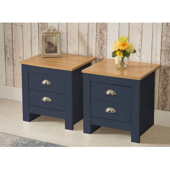 BOXED AMARELIS BEDSIDE TABLE - BLUE & OAK (1 BOX)