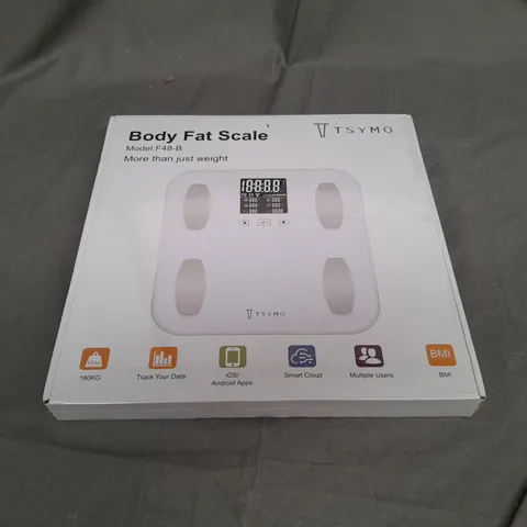 BOXED AND SEALED TSYMO BODY FAT SCALE - F48-B