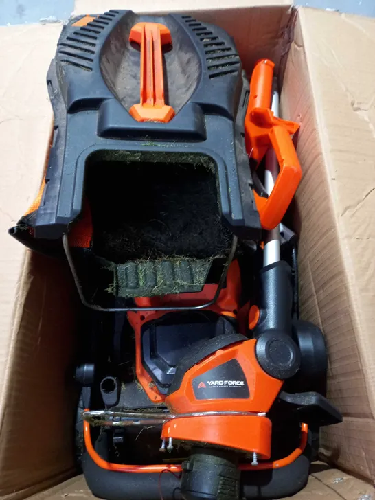 BOXED YARD FORCE 32CM LAWNMOWER AND TRIMMER