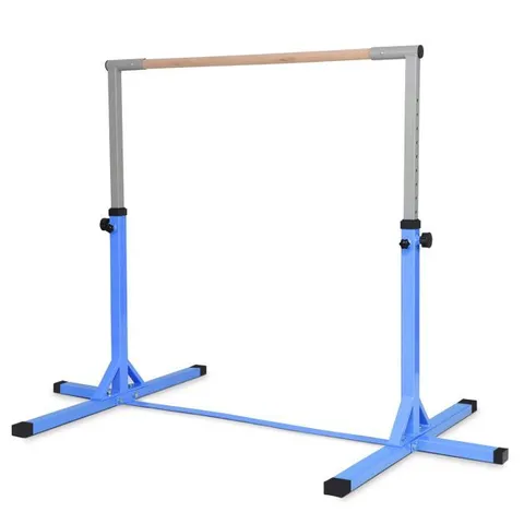 BOXED COSTWAY ADJUSTABLE STEEL HORIZONTAL TRAINING BAR GYMNASTICS JUNIOR INDOOR PRACTICE - BLUE