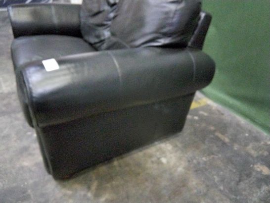 DESIGNER BLACK FAUX LEATHER FIXED SCROLL ARM TWO SEATER SOFA