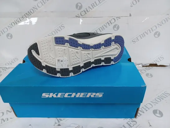 BOXED SKECHERS CHARCOAL MOTION LACE UP TRAINERS- SIZE 3 