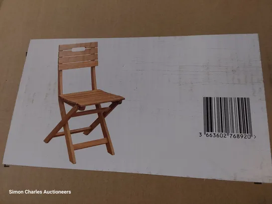 BOXED PAIR OF DENIA FOLDING WOODEN CHAIRS