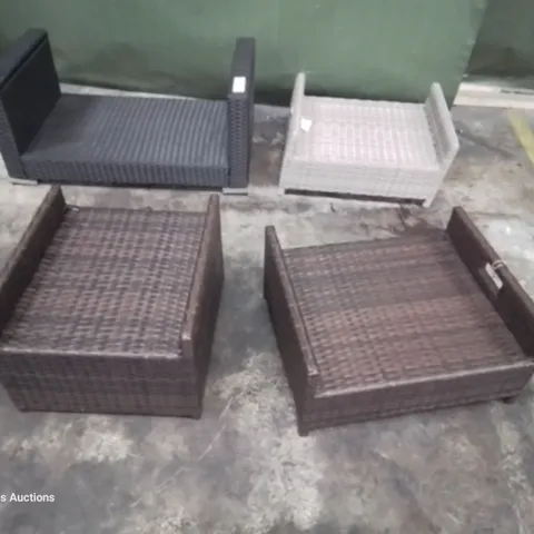 FOUR ASSORTED RATTAN COFFEE TABLES