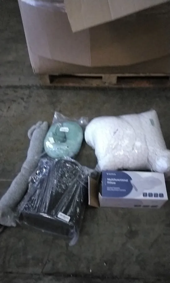 PALLET OF ASSORTED HOUSEHOLD GOODS TO INCLUDE MULTIFUNCTIONAL PILLOW, NECK PILLOW, WIND DOOR STOPPER ETC.