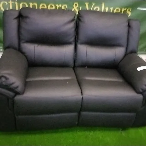 DESIGNER BLACK FAUX LEATHER RECLINING TWO SEATER SOFA